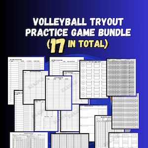 Volleyball Tryout Practice Game Sheets Bundle 17 sheets in total 8.5x11&quot; | digital download |  evaluation sheets, game sheets, practice