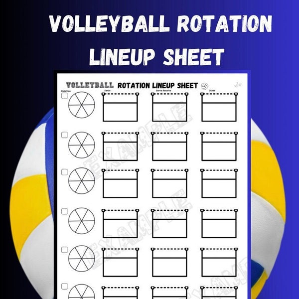 Volleyball Rotation Lineup Sheet for volleyball Coach 8.5x11 | Digital Download | Volleyball Line up sheet
