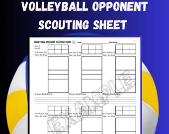 Volleyball Scouting sheet for coach 8.5x11” | digital download | Volleyball opponent scouting sheet