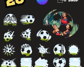 Canva-ramar för fotboll, Canva-mallar för fotboll, Canva-mall för redigerbar boll | 20 digitala Canva-rammallar för fotboll