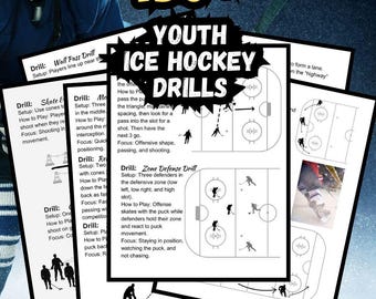 130 Youth Ice Hockey Drills 8.5x11" | digital download | hockey drills for coaching beginners