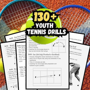 130 ćwiczeń tenisowych dla młodzieży 8,5x11" | pobieranie cyfrowe | ćwiczenia tenisowe dla początkujących trenerów