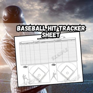Baseball Hit Tracker Sheet 8.5x11&quot; | 1 digital download | baseball softball coach plans | baseball stat sheets