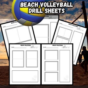 Beach Volleyball Drill Sheets 8.5x11&quot; | 5 digital downloads | Beach Volleyball coach plans | coaching drill sheets