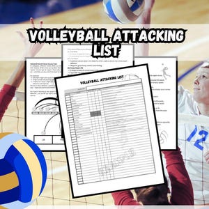 Volleyball Attacking Skills List Sheets 11 x 8.5&quot; | 4 pdf digital downloads | volleyball skills sheet | volleyball help pdf