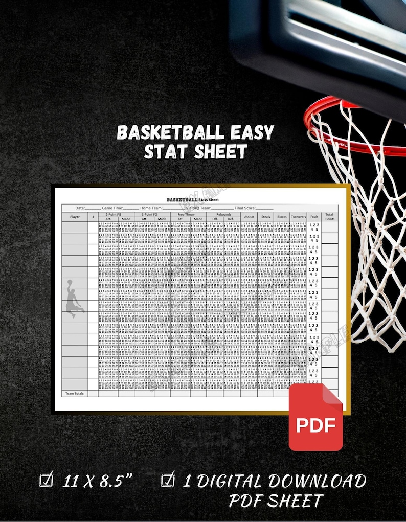 Basketball Stats Bundle | Excel Stat Sheet + Printable PDF Team ...