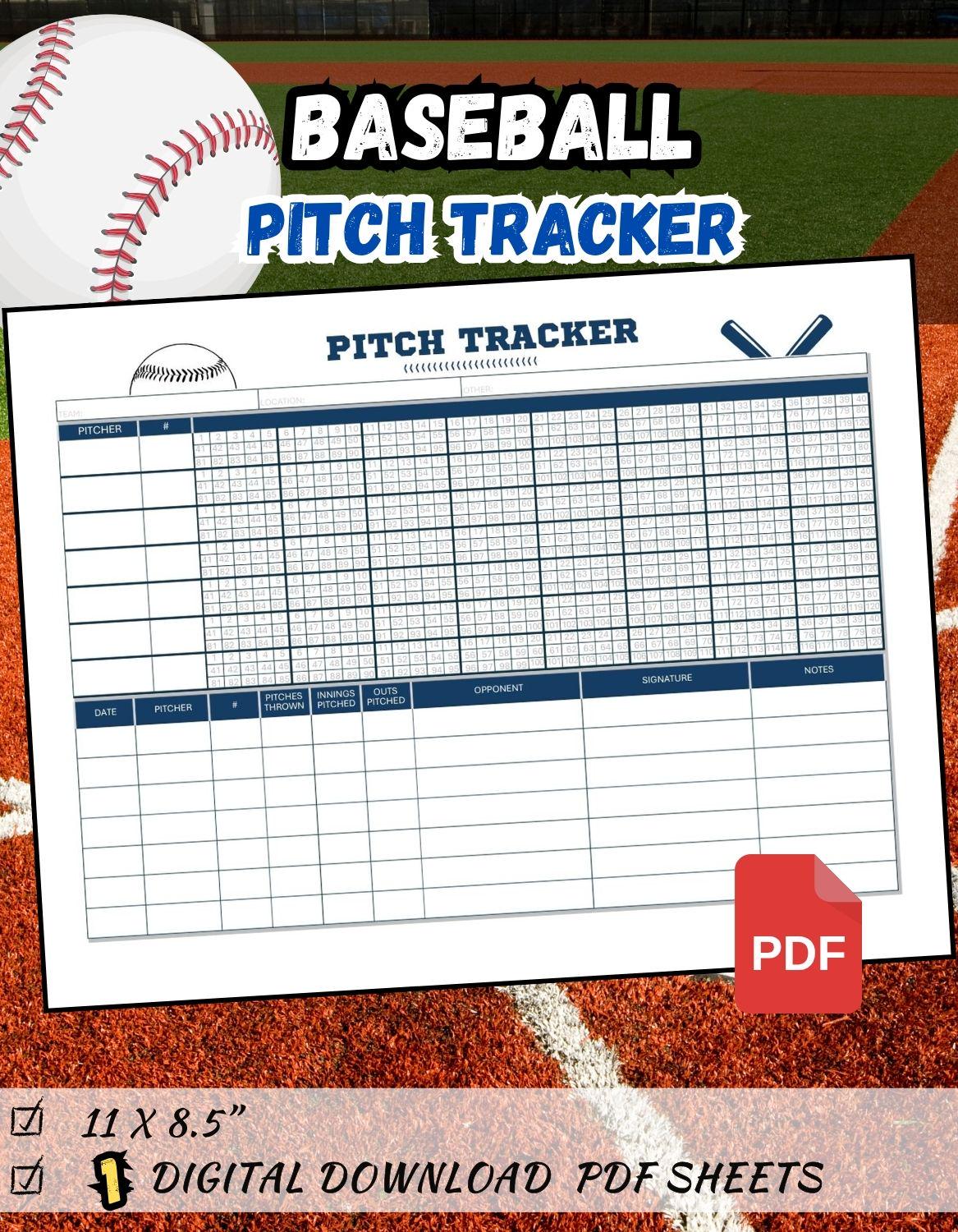 Baseball Pitch TRACKER Sheet / PDF File Digital Downloads / Baseball ...
