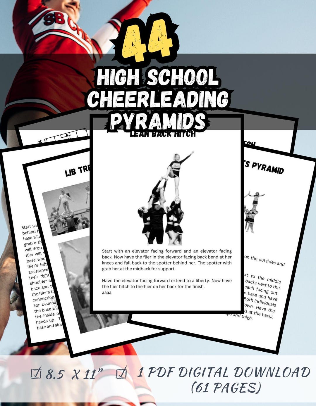 44 High School Cheerleading Pyramids 8.5x11