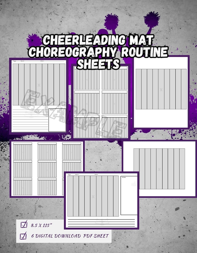 Cheerleading Mat Choreography Routine Sheets - 6 Pages 8.5x11 ...