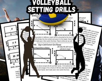 Pode incluir: Um documento PDF imprimível com 28 exercícios de colocação de voleibol. O documento inclui diagramas e instruções para cada exercício. O documento mede 8,5 polegadas por 11 polegadas e tem 12 páginas.