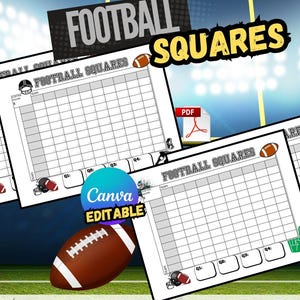 Football Squares Printable | 100 Square Football Pool Template | Fundraiser Game, Football Party Betting Sheet, Instant Download