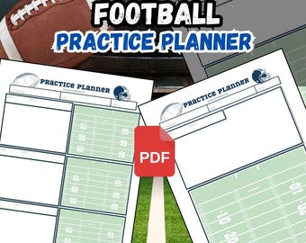 Football Field Practice Plan sheets for Coach or player 8.5x11 | 3 in total | Digital Download | Football Coach | Football practice plan