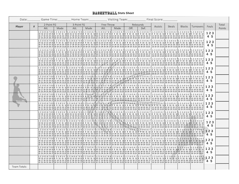 Basketball Quick and Easy Stat Sheet for Basketball Coach or Player ...