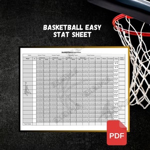Basketball Quick and Easy Stat sheet for basketball Coach or player 11x8.5 | Digital Download | Basketball stats | Basketball Coaching
