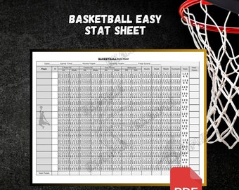 Basketball Quick and Easy Stat sheet for basketball Coach or player 11x8.5 | Digital Download | Basketball stats | Basketball Coaching
