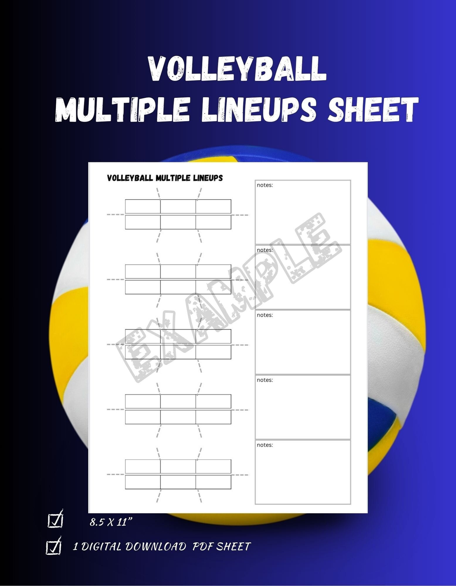Volleyball Multiple Lineups Sheet 8 5x11 quot Digital Download Compare Volleyball Multiple Lineups Sheet 8 5x11 quot Digital Download Compare