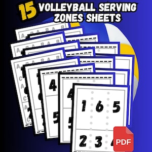 “Volleyball Servierzone” Blätter für Reisebus 11x8,5 ”-15 Gesamt | digitaler Download | Mehrere Beachvolleyball-Aufstellungen zum Vergleich | Handball-Trainer