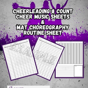 Cheerleading 8 Count Music sheets and Cheer Routine Mats sheet 8.5x11&quot; | digital download | cheerleading position sheet | cheer pdf