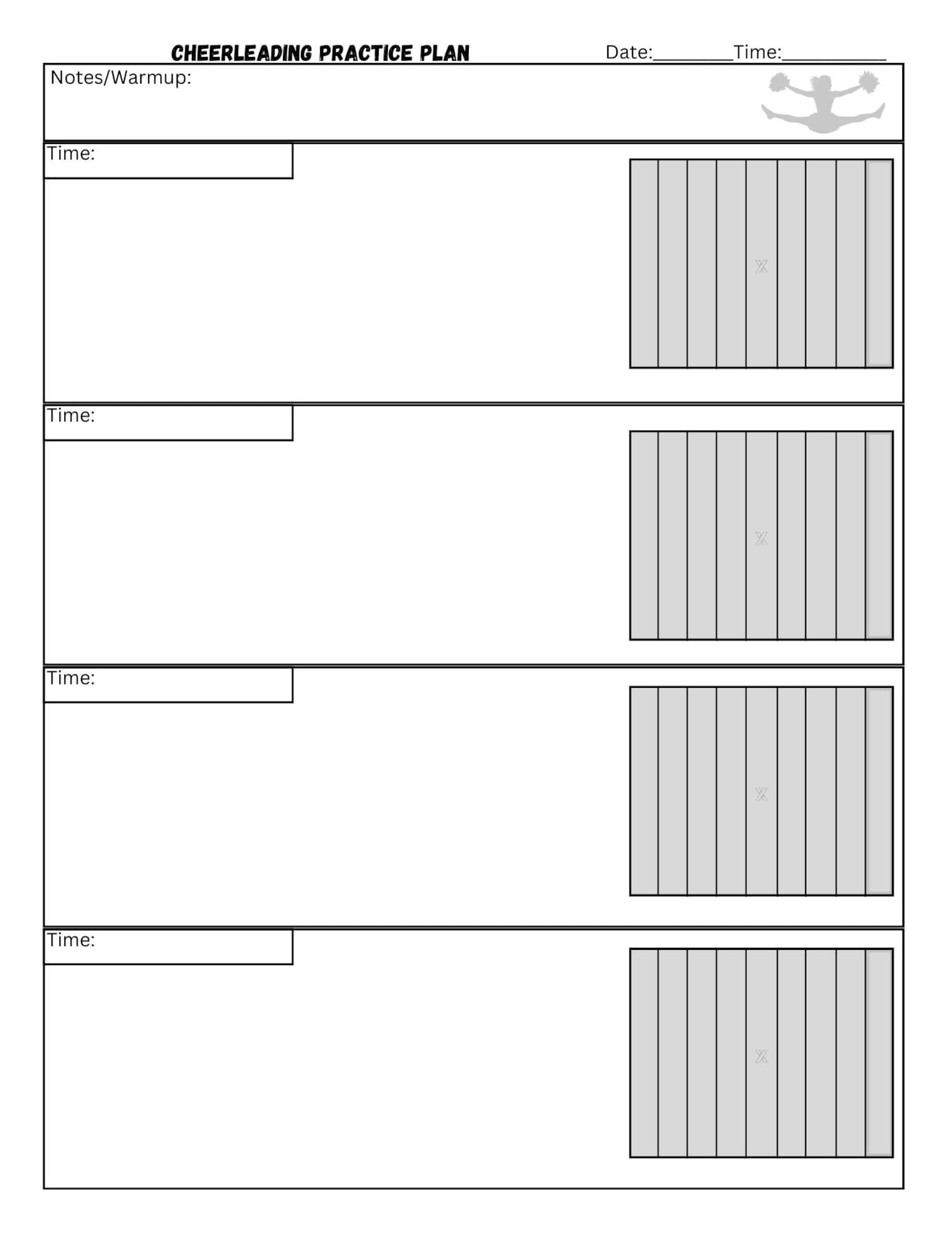 Cheerleading Practice Plan Sheets 8.5x11" | 2 Digital Downloads | Cheer ...