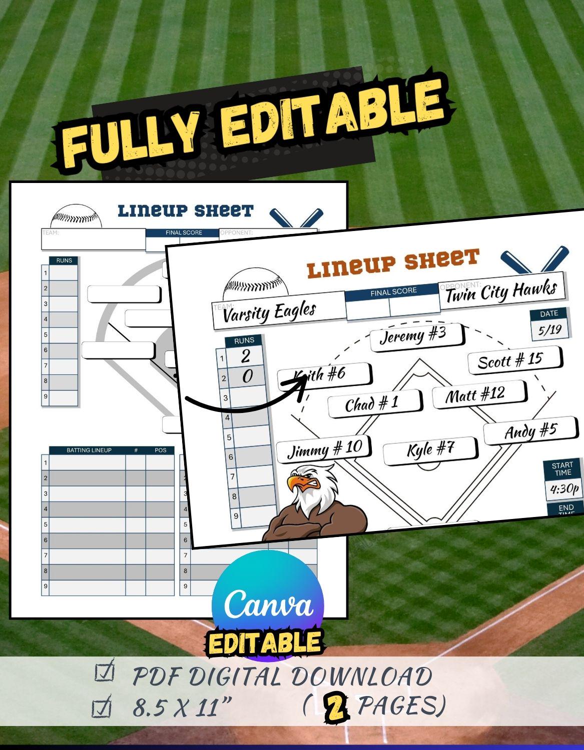 Bloc-notes De Composition Baseball/softball : 120 Pages Auto-copiantes, 16 Joueurs Par Feuille