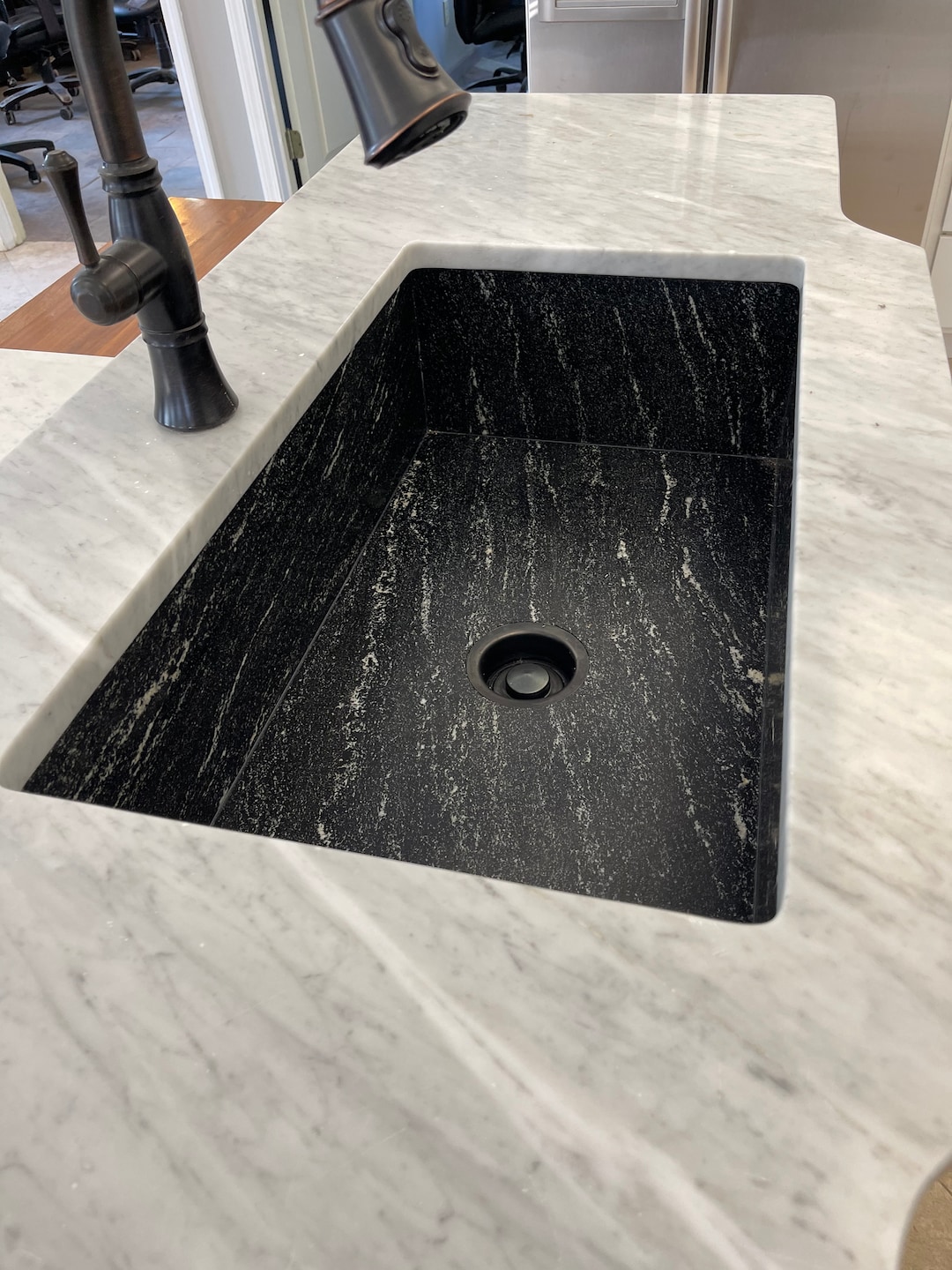 Custom Handmade Zero Radius Granite Sink. Solid Natural Stone is as Tough as It is Beautiful