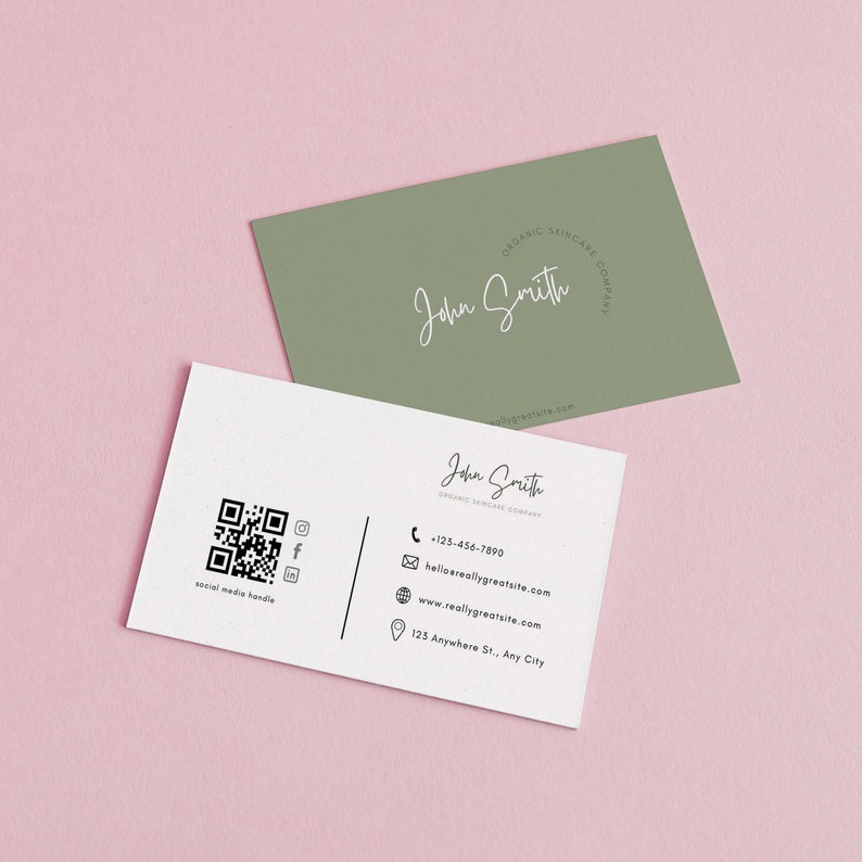 Editable Business Card Template QR Code Instant Download Etsy Editable Business Card Template QR Code Instant Download Etsy