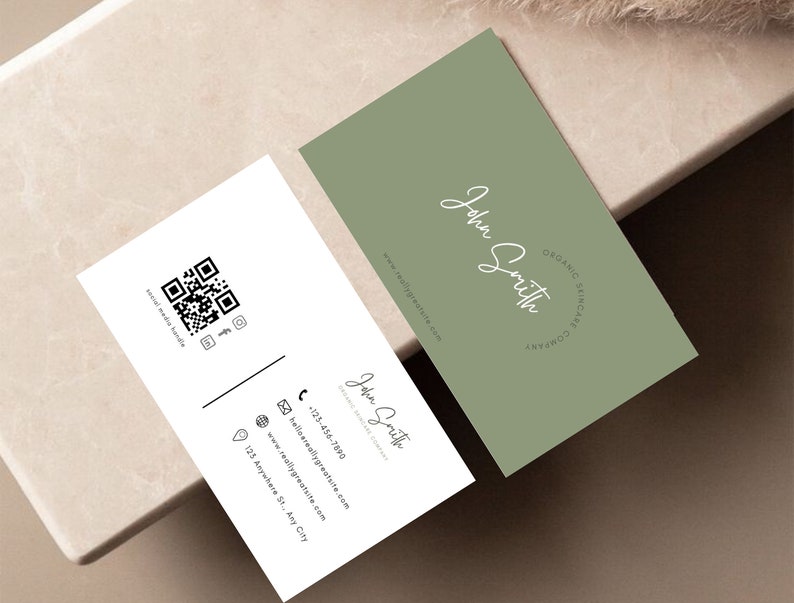 Editable Business Card Template QR Code Instant Download Etsy