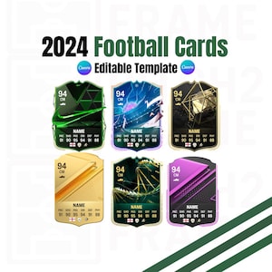 Cartes de joueur de l'équipe ultime de football 2024 personnalisables vierges | 6 modèles - Modèle à téléchargement numérique (CANVA)