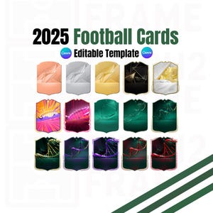 Tarjetas de jugador personalizables de Ultimate Team de fútbol 2025 en blanco / 15 diseños - Plantilla de descarga digital (CANVA)