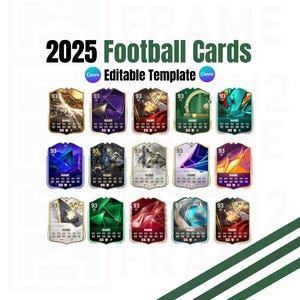 Carte giocatore Ultimate Team personalizzabili 2025 di calcio / 15 design - Modello per download digitale (CANVA)