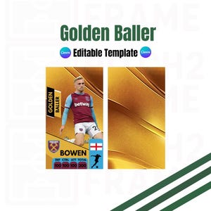 Blank Personalisable Golden Baller card  - Digital Download Template ( CANVA )