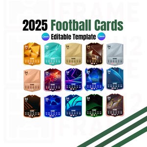 Blank Personalisable 2025 Football Ultimate Team Player Cards | 15 Designs  - Digital Download Template ( CANVA )