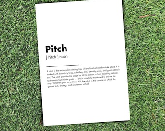 Pitch Definition Print | A4 Digital Download PNG | Modern Typography Wall Art | Football Gift for Fans
