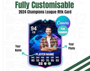 Carta da gioco personalizzabile vuota per giocatore della squadra di calcio 2024 CHAMPIONS LEAGUE Rttk - Modello per download digitale ( )
