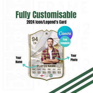 Carte icône personnalisable vierge 2024 Football Ultimate Team Player - modèle à téléchargement numérique (CANVA)