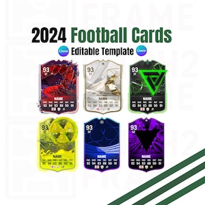 空白のカスタマイズ可能な 2024 フットボール アルティメット チーム プレーヤー カード | 6 つのデザイン - デジタル ダウンロード テンプレート (CANVA)