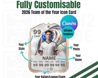 Personalisable Football Player TOTY Icons - Team of the year Icons Card Template: 2026 Team Design (Digital Download)