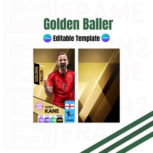 Biglietto d'auguri Golden Baller personalizzabile vuoto - Modello per download digitale (CANVA)