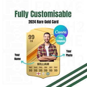 Leere personalisierbare 2024 Fußball ultimative Team Player GOLD-Karte - Digitaler Download Vorlage (CANVA)