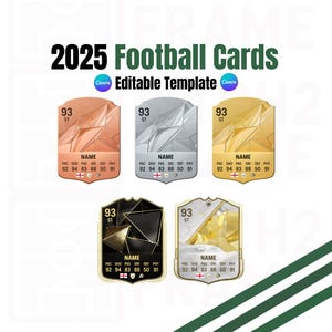 Tarjetas de jugador de fútbol Ultimate Team 2025 personalizables en blanco / 5 diseños - Plantilla de descarga digital (CANVA)