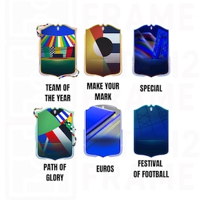 Puste personalizowane karty zawodników Ultimate Team Football 2024 | 6 wzorów Euro — szablon do pobrania cyfrowego ( CANVA )