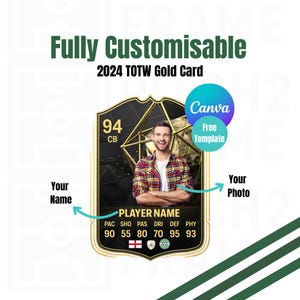 Blank Personalisable 2024 Football Ultimate Team Player TOTW GOLD Card - Digital Download Template ( CANVA )