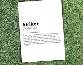 Striker Definition Print | A4 Digital Download PNG | Modern Typography Wall Art | Football Gift for Fans