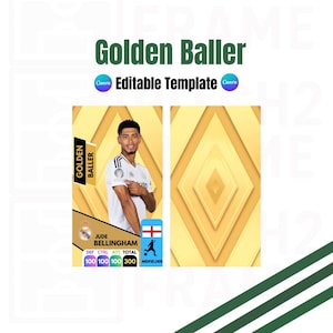 Leere personalisierbare goldene Baller Karte - Digital Download Template ( CANVA )
