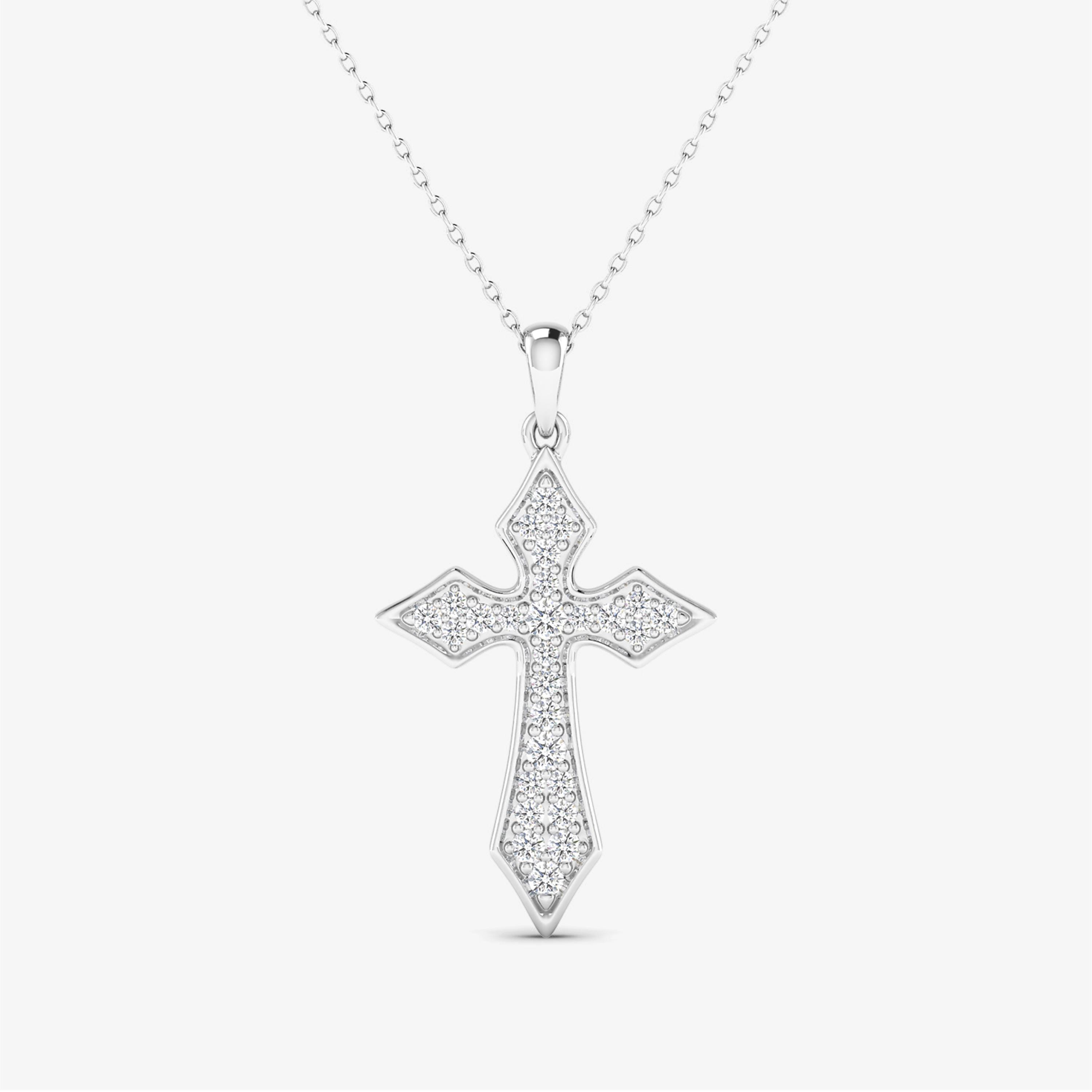 .30ct Diamond Cross Religious Pendant 14KT White Gold