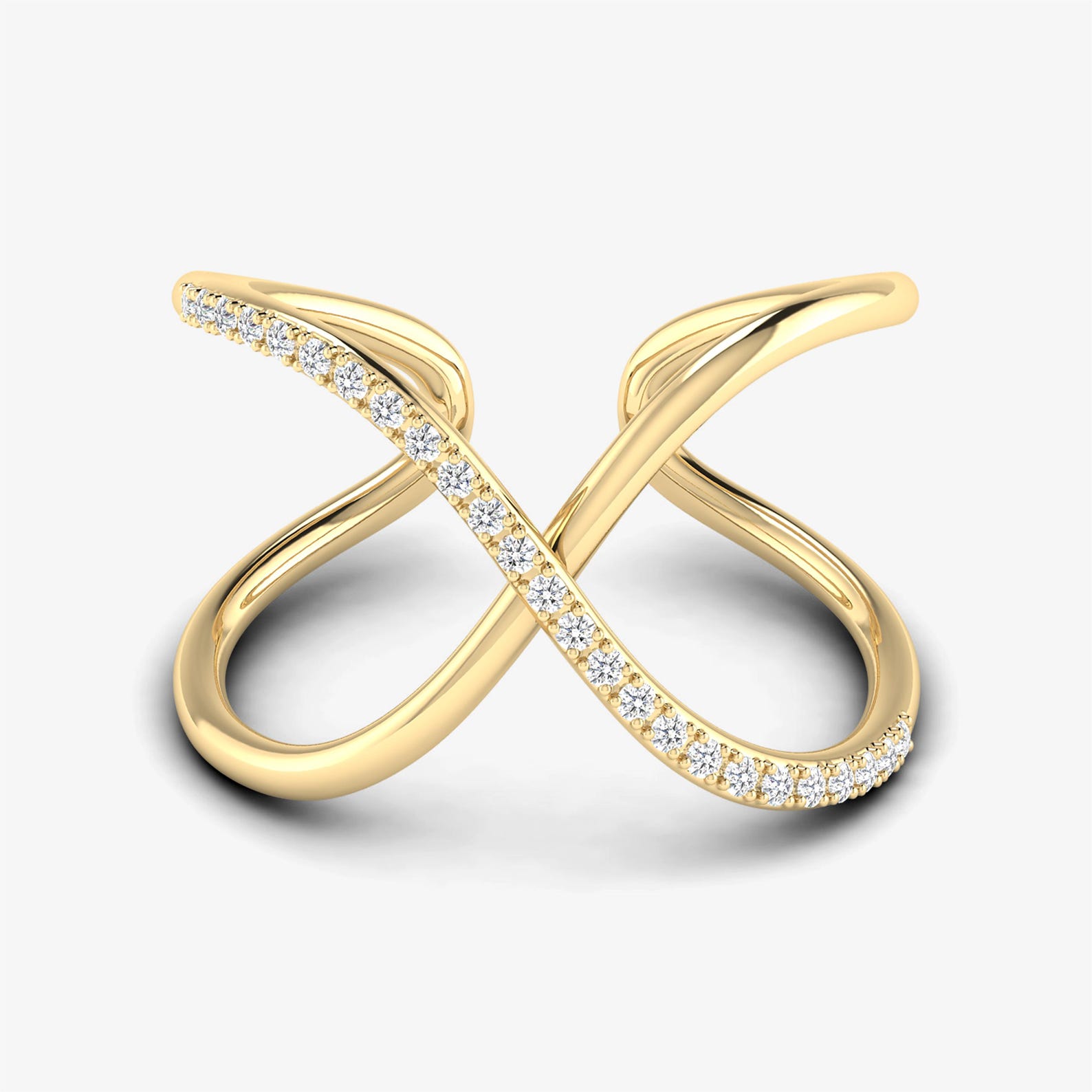 14K Solid Gold Infinity Diamond Ring, Natural Diamonds, Infinity ...