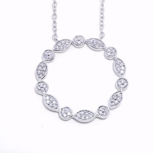 Diamond Circle of Life Necklace, 925 Sterling Silver, Natural Real Diamonds, VS-SI Diamonds, Large Round Exquisite Necklace, Love Circle