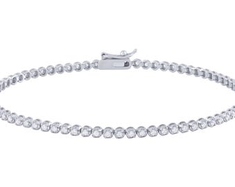 Pulsera de tenis de oro macizo de 14 quilates, diamantes SI naturales, pulsera deslizante, pulsera de tenis de 0,75 quilates, pulsera liviana para mujer