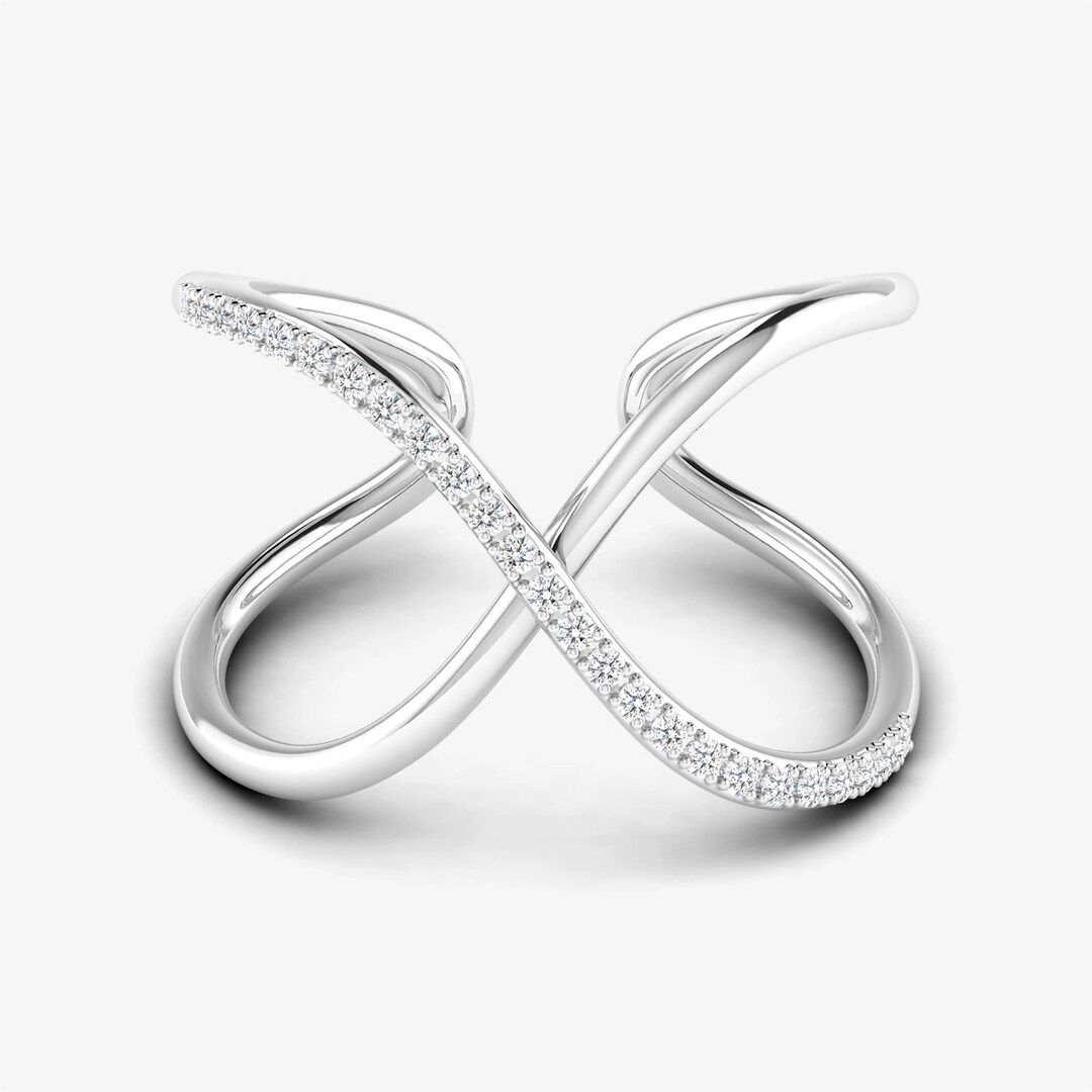 14K Solid Gold Infinity Diamond Ring, Natural Diamonds, Infinity ...