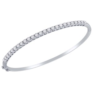 Natural Diamond Gold Bangle, 14K Solid White Gold, Natural Real 0-Clarity Diamonds, Skinny Elegant Bangle, Fine Jewelry Bracelet